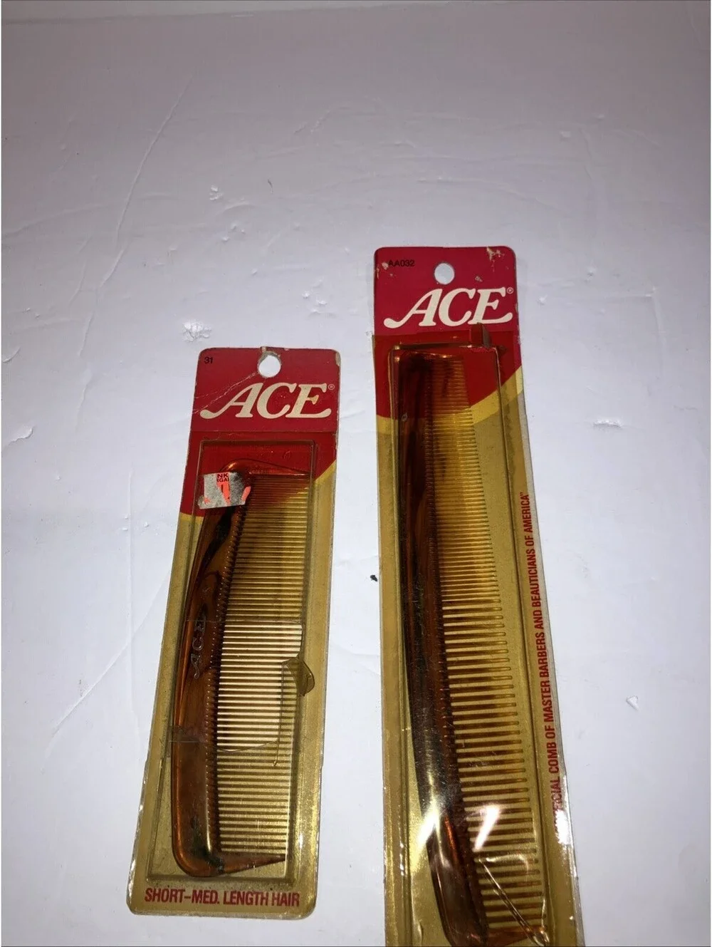 2- Vintage Ace Hard Rubber Comb All Purpose Genuine Ace Tortoise NEW OLD STOCK